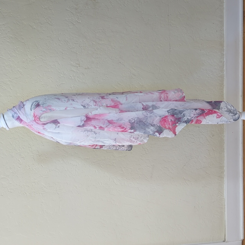 Accents by Lavello White Pink Semi-Sheer Chiffon Convertible Vest One Size - Picture 3 of 8